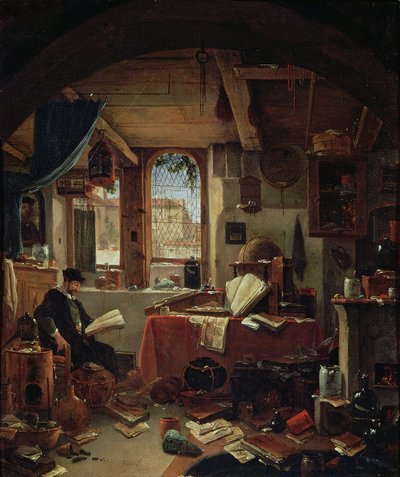 Een Alchemist in zijn Laboratorium door Thomas Wyck